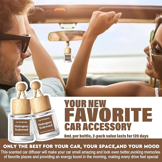 HoogaLife Car Air Freshener Diffuser 2 Pack Hanging Mahogany Teakwood Car Air - Image 4