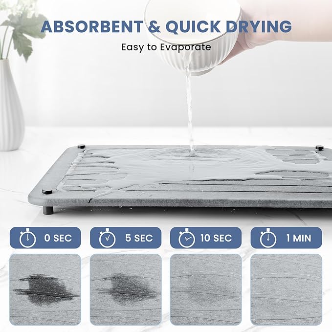 Stone Dish Drying Mats for Kitchen Counter 15.7"x 11.8" Quick Dry Stone Drying - Image 3