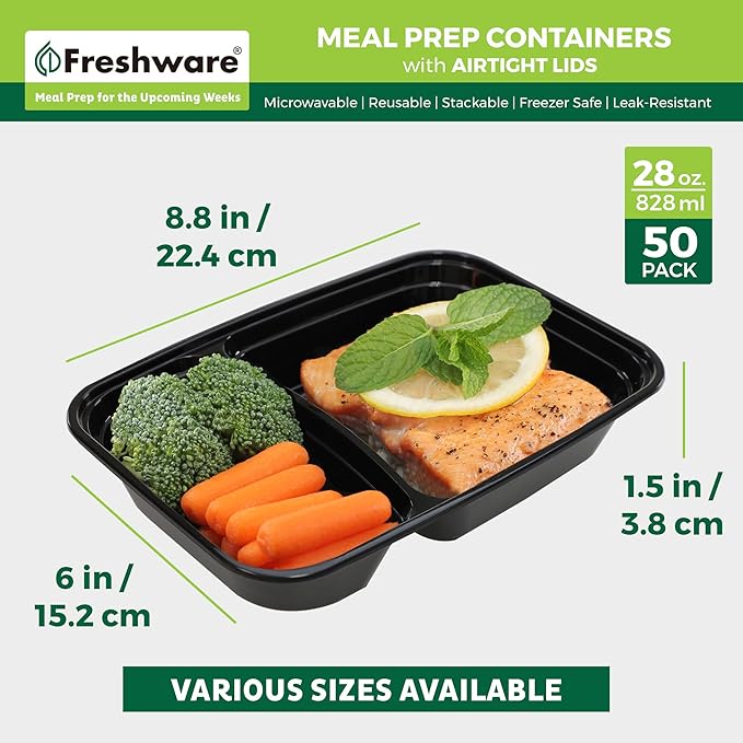 Freshware Meal Prep Containers 2 Compartment - Image 4