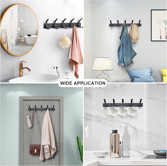 Coat Rack Wall Mounted, 5 Coat Hooks - Image 4