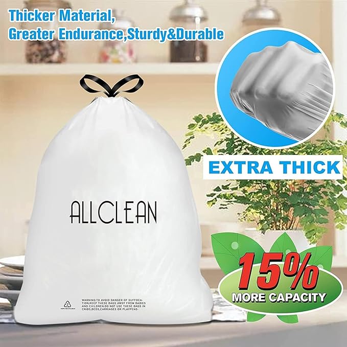 Allclean 13 To 15 Gallon Trash Bags, Tall Kitchen Garbage Bags Drawstring - Image 5