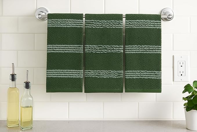 Serafina Home Dark Forest Green Kitchen Hand Dish Towels: Oversized 18" x 28" - Image 2