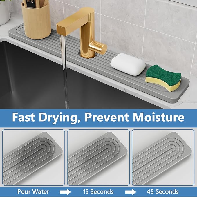 24'' Longer Faucet Mat for Kitchen Sink Stone Faucet Mat for Kitchen Sink - Image 3
