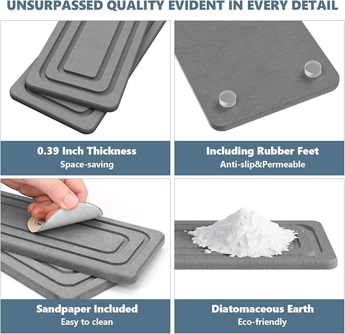 Faucet Mat for Kitchen Sink, Rapidly Absorbing Diatomite Fast Drying Stone - Image 5