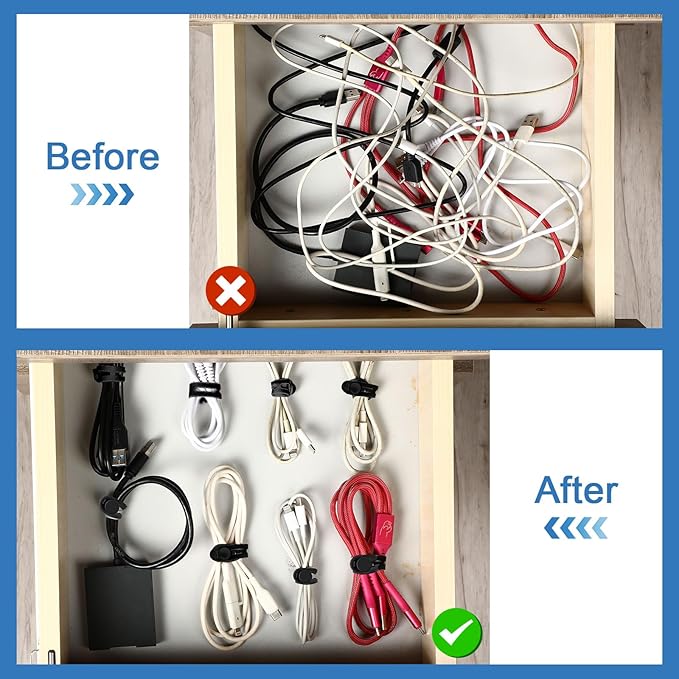 42 Pcs Silicone Cable Ties Reusable Cord Organizer Adjustable Data Cable Wraps - Image 5