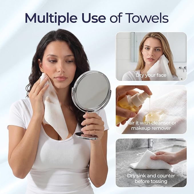 ECOLOOK Disposable Face Towel XL-10"x12" Upgraded Thick Facial Towels, Ultra - Image 8