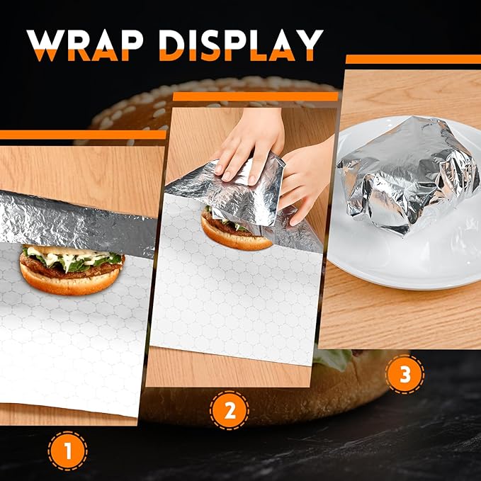 EcoDispose Pre-Cut Insulated Foil Sandwich Wrap Sheets Grease-Resistant - Image 4