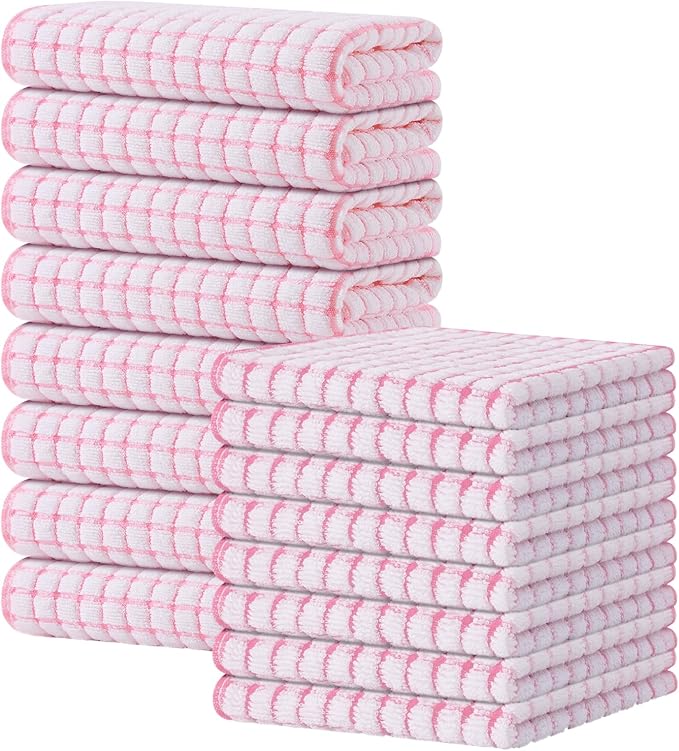 Kitinjoy Cotton 16 Pack Kitchen Towels and Dishcloths Sets, 16 x 25 Inch & 12 X by Kitinjoy