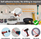 Adhesive Towel Hooks for Bathroom, 15LB Strong Hanger Stick on Wall and Door No - Image 3