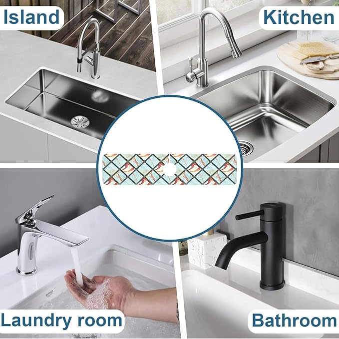 Rendering Marble Kitchen Sink Splash Guard Faucet Mat Blue Wall Tiles Super - Image 7