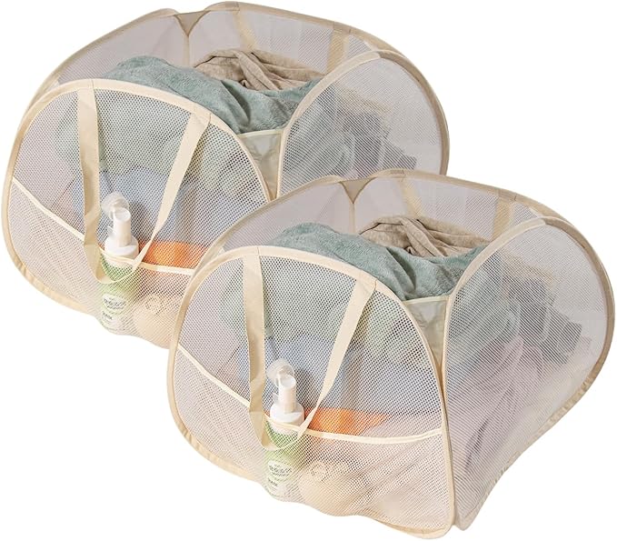 Collapsible Laundry Basket 90L, Foldable Mesh Pop-up Laundry Hamper by LUANMEET
