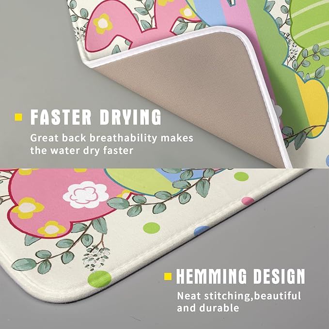 Easter Dish Drying Mat for Kitchen Counter Cute Bunny Rabbit Festival Seasonal - Image 3