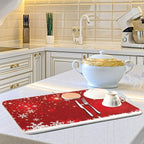 Christmas White Snowflake On Red Background Dish Drying Mat 16x18 inch Dish - Image 6