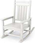 KINGYES HDPE Outdoor Rocking Chair, Widened Seat Patio Rocking Chair, Oversized All Weather Patio Rocker, White by KINGYES