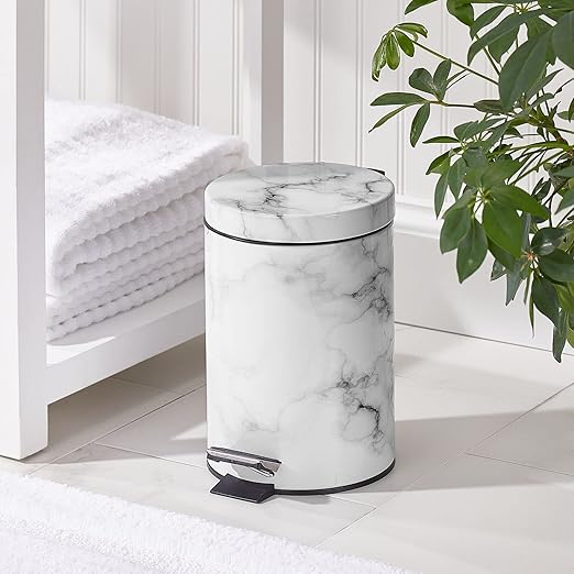 mDesign Extra Small Modern 3-Liter/.7 Gallon Round Metal Lidded Step Trash Can - Image 2