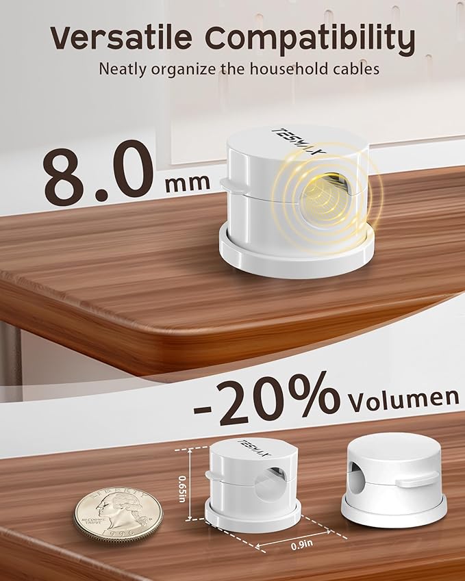 Magnetic Cable Clips 360° Rotation Cord Holder, 12 Pack Cord Organizer 1s Lock - Image 6