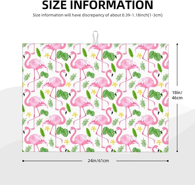 Pink Flamingo Leaf Dish Drying Mat 18x24 - Image 2