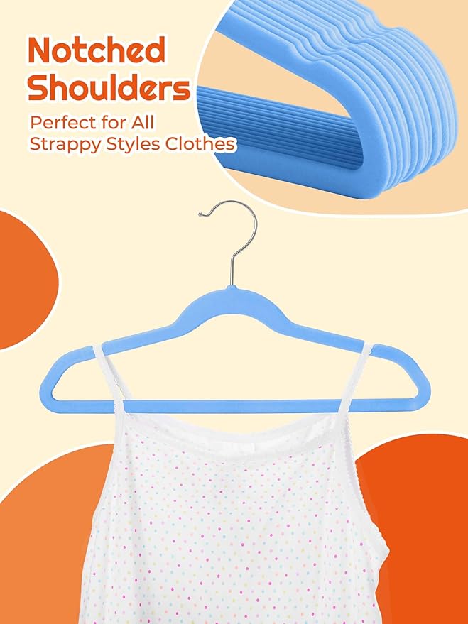 HOUSE DAY 14 Inch Kids Velvet Hangers 50 Pack, Durable Big Kids Hanger - Image 6