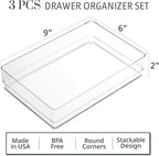 STORi SimpleSort 3-Piece Stackable Clear Drawer Organizer Set | 9" x 6" x 2" - Image 2