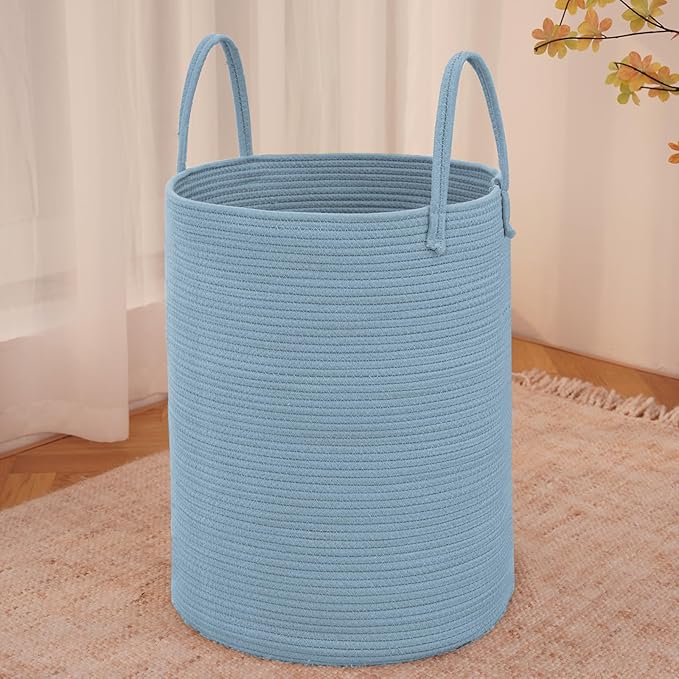 Large Woven Laundry Basket Hamper, 100L Cotton Rope Storage Bin by JMvicyroam