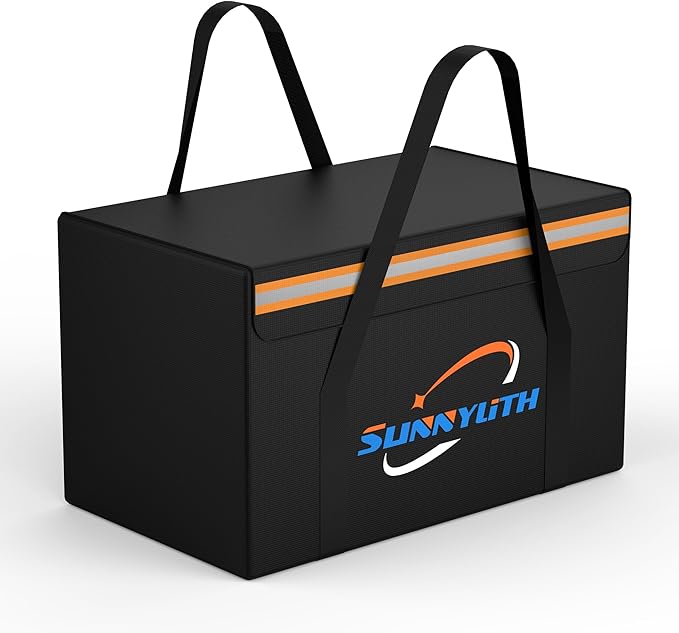 12V 100Ah LiFePO4 Lithium Battery Fireproof Safe Bag, Large Capacity by SunnyLith