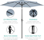 Best Choice Products 10ft Outdoor Table Compatible Steel Polyester Market Patio Umbrella w/Crank and Easy Push Button Tilt - Image 5