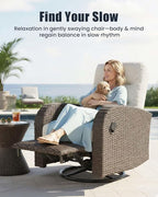 Outdoor Swivel Recliner Chair Set of 2, All-Weather Wicker Reclining Patio Chair with Adjustable Backrest and Footrest - Image 3