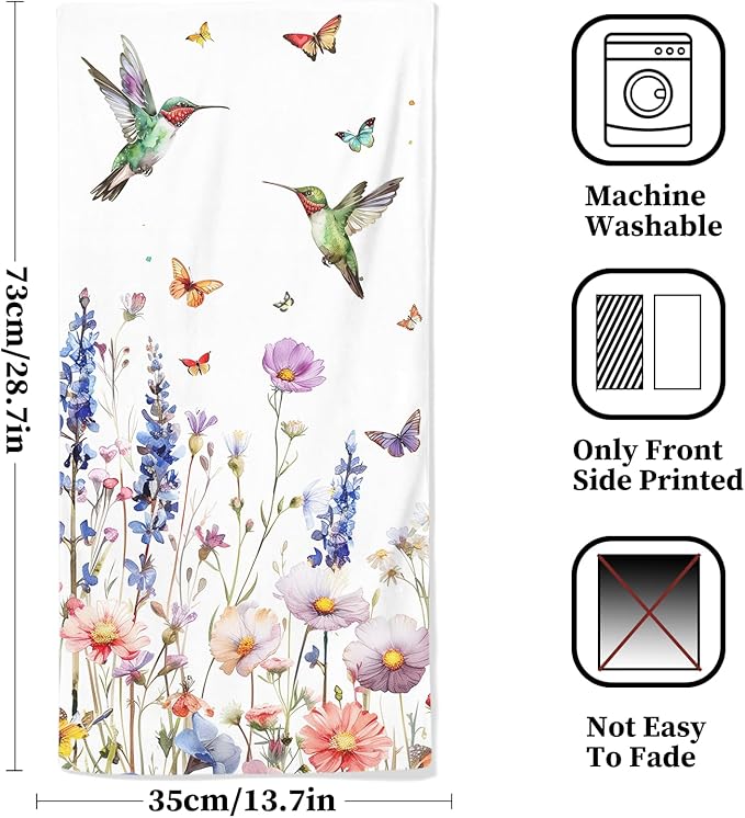 Watercolor Wildflower Floral Hand Towels - Image 2