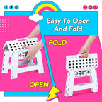 Delxo 9 Inch Folding Step Stool,White Step Stools for Kids Foldable,Portable Collapsible Step Stool with Handle, Folding Stool for Kitchen Bathroom,Bedroom,Garden - Image 4