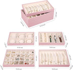 LANDICI Stackable Jewelry Organizer Trays 4 Set, PU Leather Jewelry Organizer - Image 5