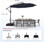 wikiwiki 10ft Patio Umbrella with Base Included, Outdoor Offset Cantilever Umbrella with Sandbag Base for Backyard, Garden and Pool, Easy to Tilt and Crank, Navy Blue - Image 6