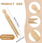 12PCS Round Wooden Clothespins for Crafts and Laundry, Wood Doll Pins Doll - Image 2