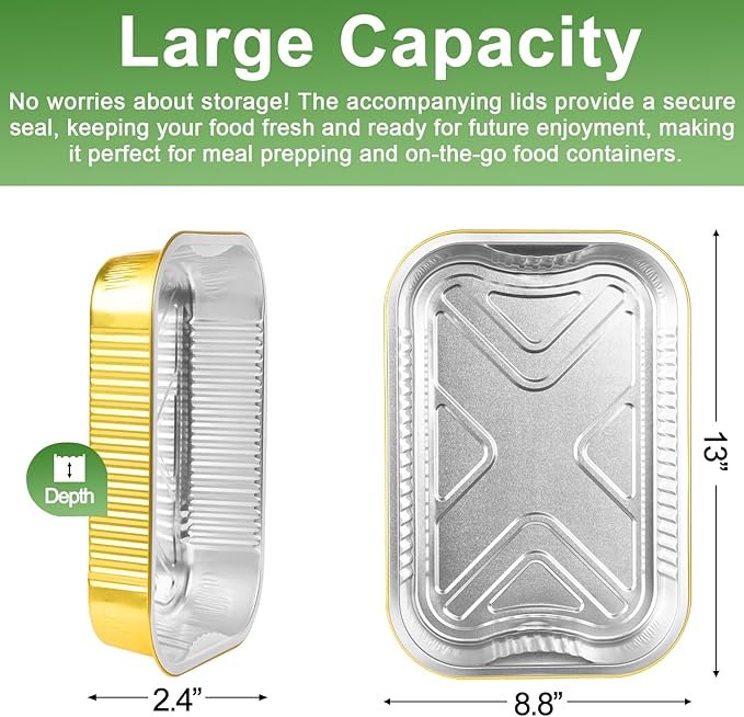 15 Pack 9x13 Gold Aluminum Foil Pans - Image 3