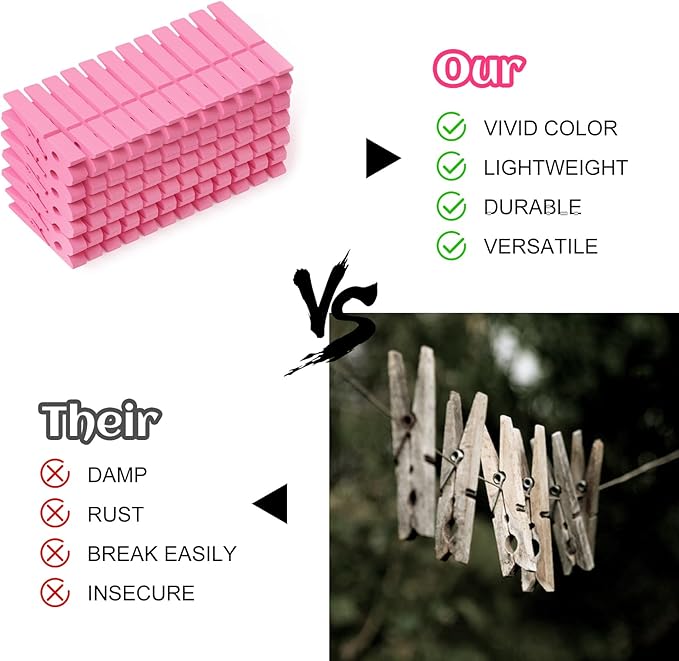 Phinus 72 Pcs Colorful Wooden Clothes Pins, 2.9 Inch Clothes Pins - Image 4