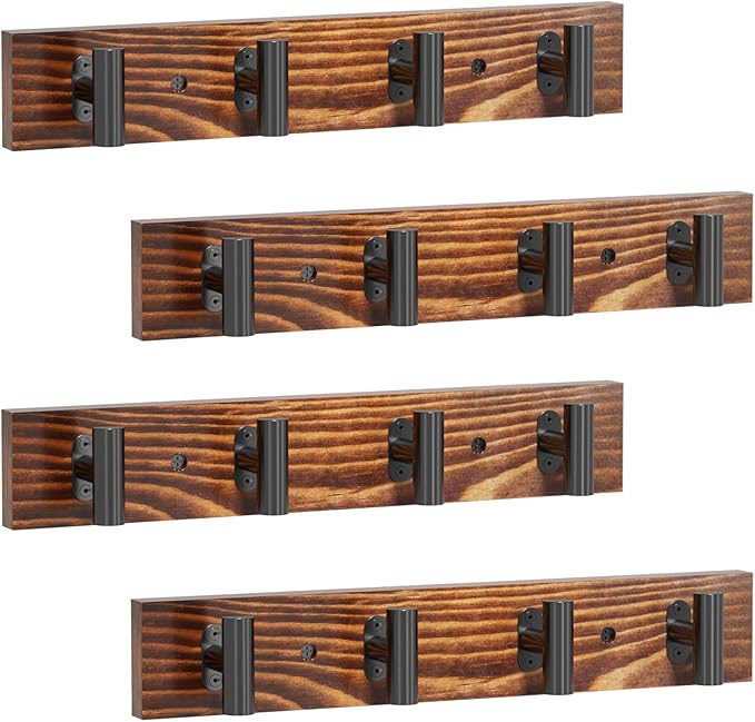 4 Pack Coat Rack Wall Mount, Rustic Coat Hooks Wall Mounted - Image 2