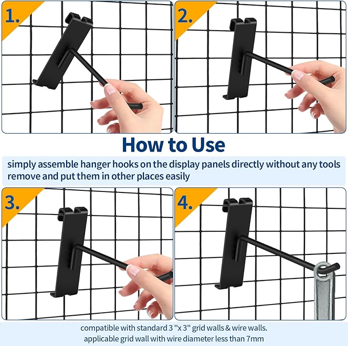 20Pcs Gridwall Hooks, Metal Grid Panel Hanging Peg Hooks, Grid Wall Accessory - Image 6