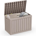 ROJIK Outdoor Storage Housing Deck Box - Waterproof Patio Furniture, Garden Tools, Cushions, Pool Accessories Storage Bench with Lockable Lid and Side Handles (Grey, 45 Gal) by ROJIK