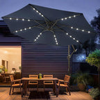wikiwiki 10ft Solar LED Patio Umbrella with Base Included, Offset Umbrella with Weighted Sandbag Base, Cantilever Patio Umbrella for Backyard, Garden & Deck, 32 LED Lights & Polyester Shade, Navy Blue - Image 9