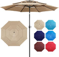 Yaheetech 3-Tier Patio Umbrella 10ft Vented Outdoor Canopy Sun Shade Large Market Table Umbrella Double-layer Cloth & Push-button Tilting for Yard/Garden/Park Tan by Yaheetech