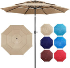Yaheetech 3-Tier Patio Umbrella 10ft Vented Outdoor Canopy Sun Shade Large Market Table Umbrella Double-layer Cloth & Push-button Tilting for Yard/Garden/Park Tan by Yaheetech