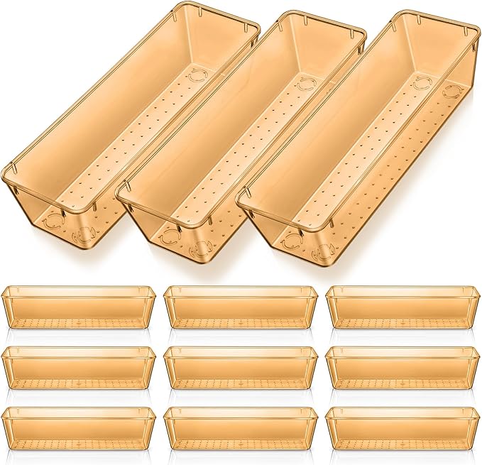 Maitys 12 Pcs Clear Drawer Organizer 9 x 3 x 2 Inches Plastic Rectangle Trays by Maitys