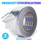 ADHES Premium Aluminum Foil Tape, 2 Inch x 210 Feet, 5Rolls Heat Proof Tape - Image 2