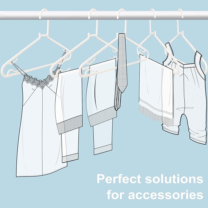 Plastic White Hangers 50 Pack, Light Weight Durable Clothes Hangers G-Shape - Image 4