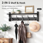 Coat Rack Wall Mount with Shelf, 24 Inch Coat Hanger Walls Mounted, Hat Rack - Image 4