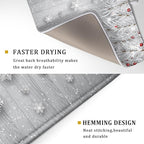 Giwawa 18"x24" Winter Snowflakes Dish Drying Mat Christmas Holly Berries Silver - Image 3