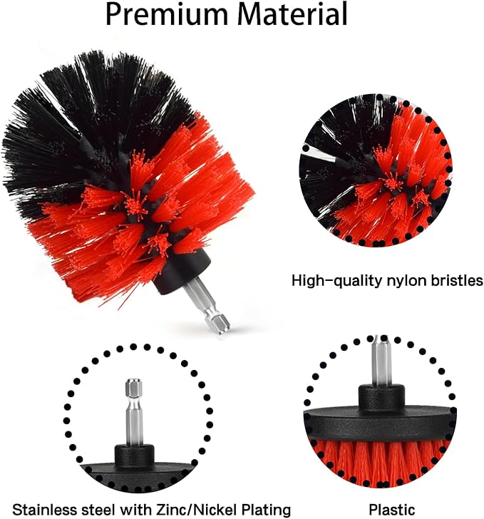 Drill Brush Attachment Set, 7 Pack 1/4in Power Scrubber Brush + Extend Long Rod - Image 4