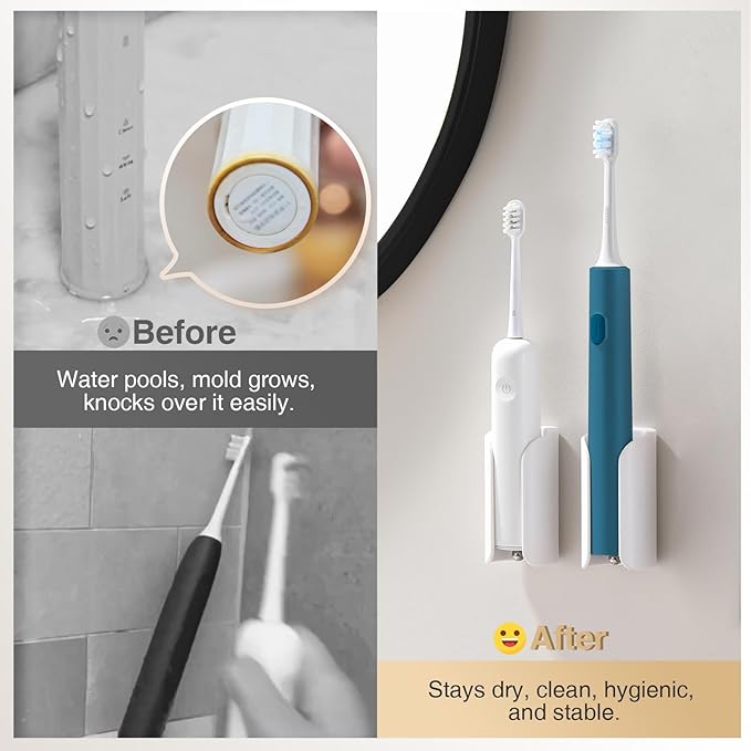 Electric Toothbrush Holder for Bathroom, Wall-Mounted Toothbrush Stand - Image 3