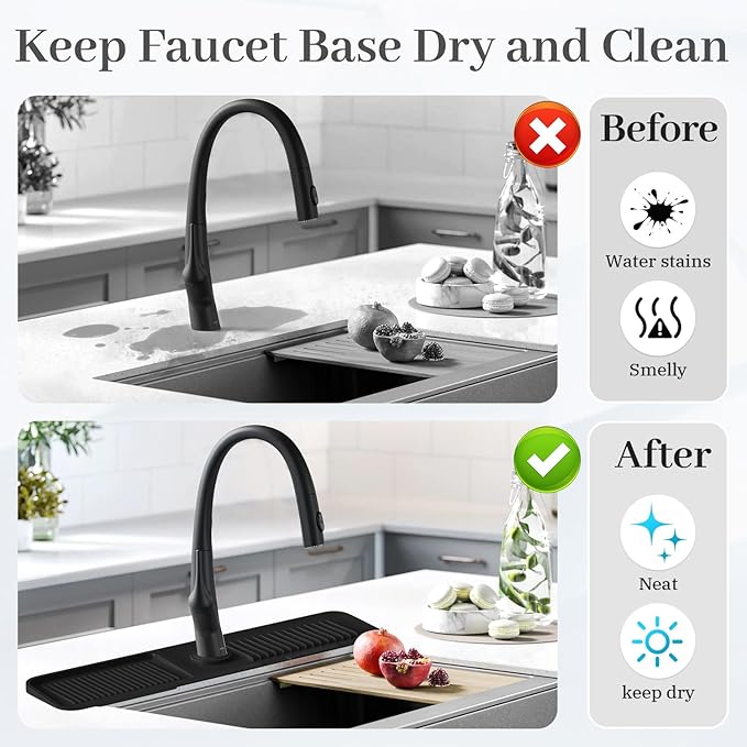 PoYang 24 Inch Faucet Mat for Kitchen Sink Splash Guard Behind Faucet, Sink - Image 6