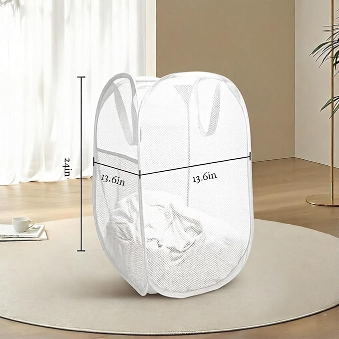The upgraded pop-up laundry basket features a breathable side pocket mesh design - Image 2