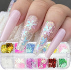 Snowflake Glitter Nail Art Sequins, 3D Christmas Snowflake Sparkly Flakes Design - Image 6